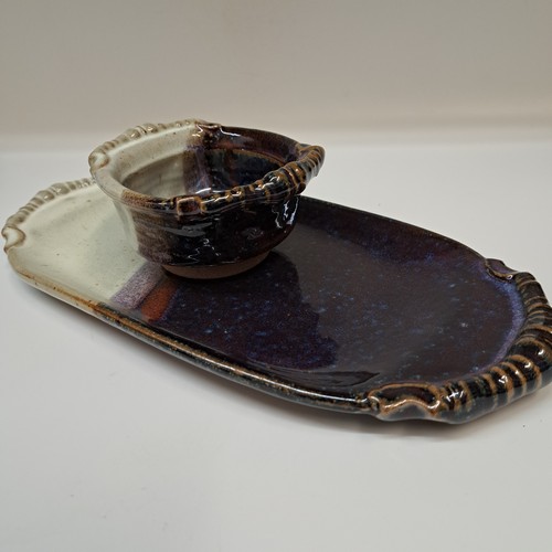 #260249 Chip & Dip Personal Size CreamyWhite & Dark Blue 12x6 $18 at Hunter Wolff Gallery